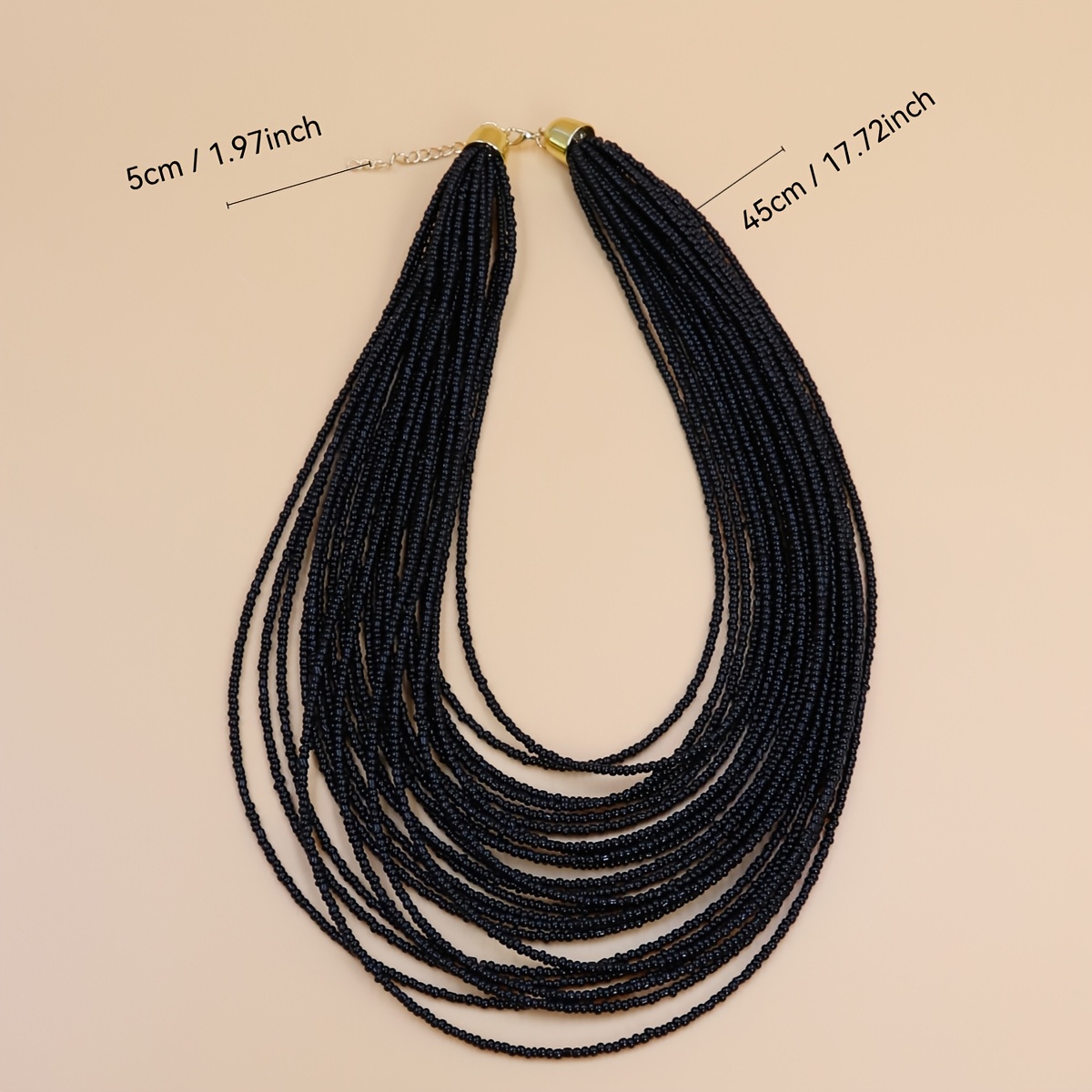 Boho Layer Beaded Necklace Vintage Style Seed Beads Vacation Wear Accessory